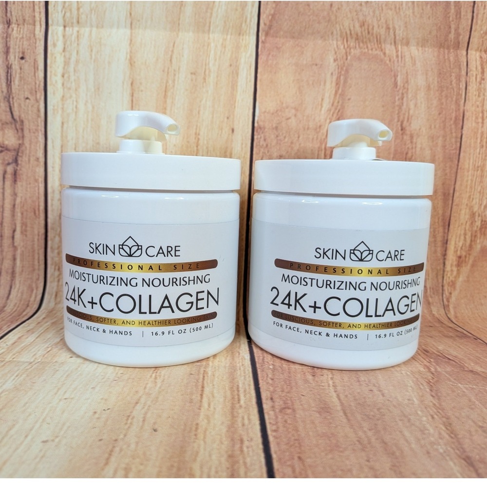 Skin Care 24K + Collagen Moisturizing Nourishing Cream 16.9oz 2 Pack Jars